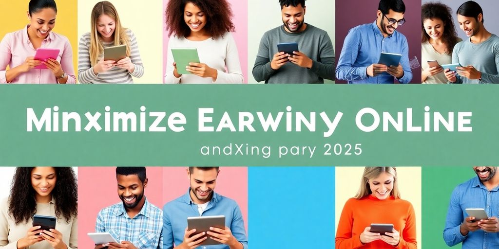 Diverse people engaging with devices for paid surveys.