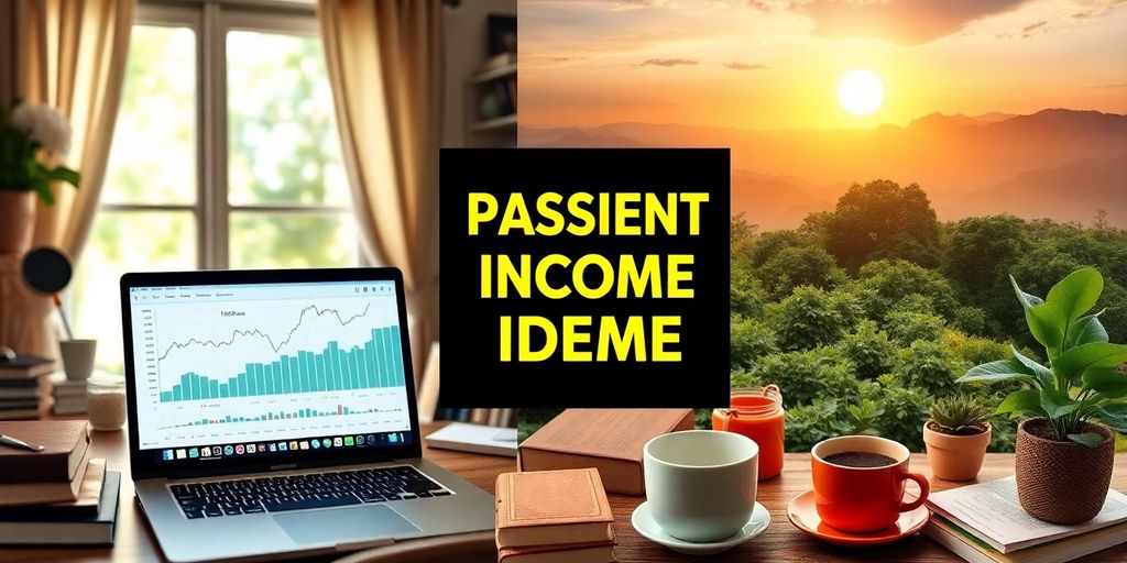 Collage of passive income ideas and financial growth elements.