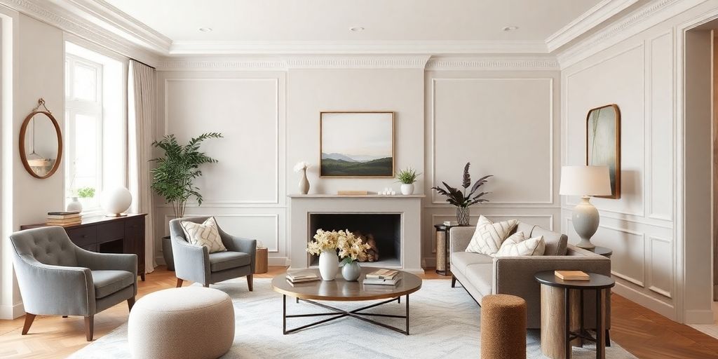 Elegant interior design showcasing cozy textures and colors.