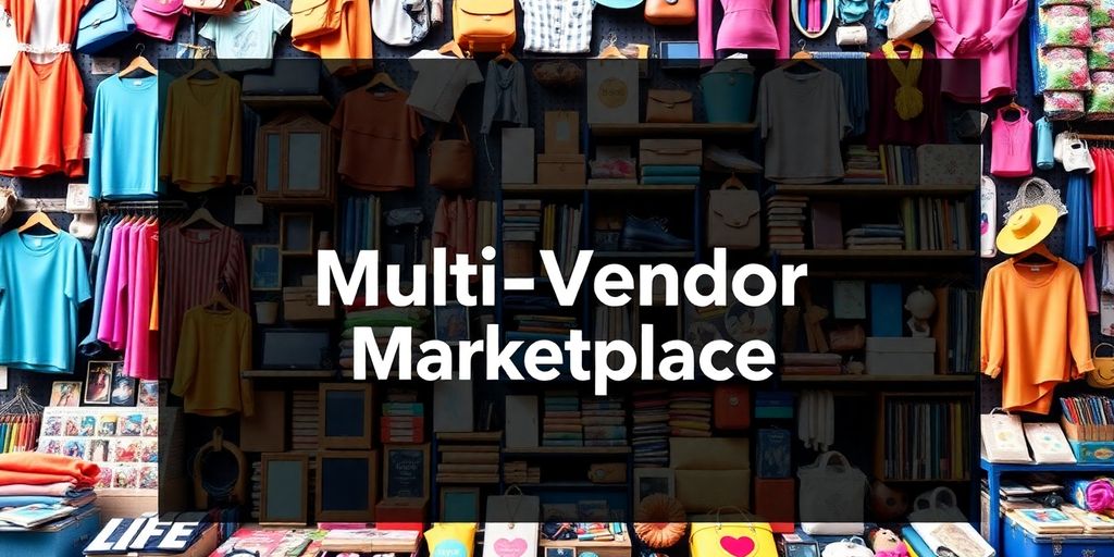 Collage of diverse vendors and products in a marketplace.